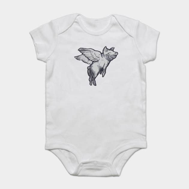 Flying Pig Baby Bodysuit by at1102Studio